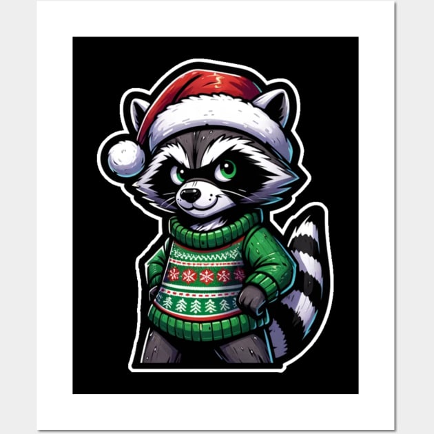 Christmas Raccoon Wall Art by OddHouse